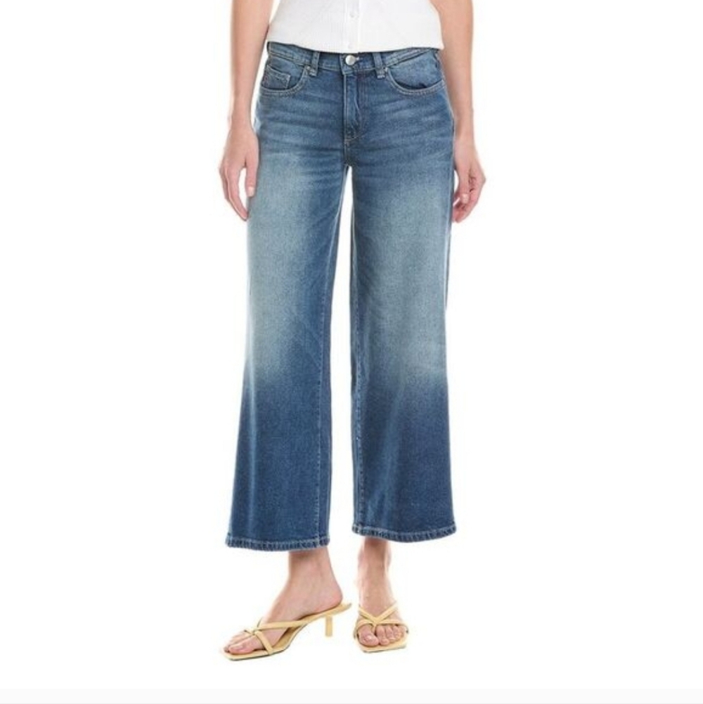 DL1961 Hepburn Wide Leg Mid Rise Ankle Jean In Blue Harbor Size 30